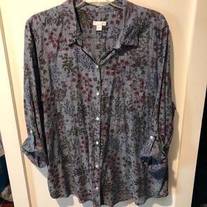 J.Jill Button-down Floral Top